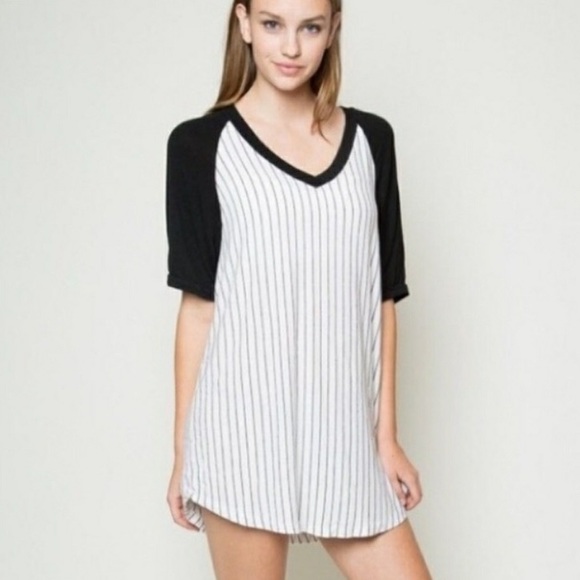 Brandy Melville Tops - Brandy Melville Oversized Striped Baseball Tee ⚾️
